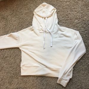 White/cream cropped soft hoodie sweater